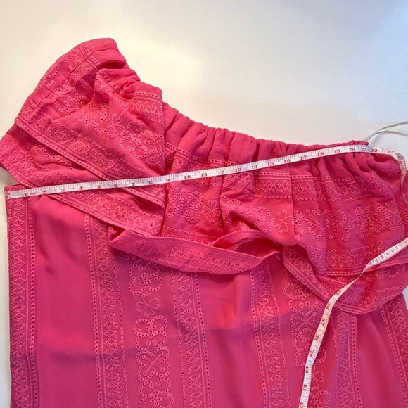 NWT Trina Turk Phebe embroidered one shoulder pink ruffle dress size XL - Picture 11 of 13